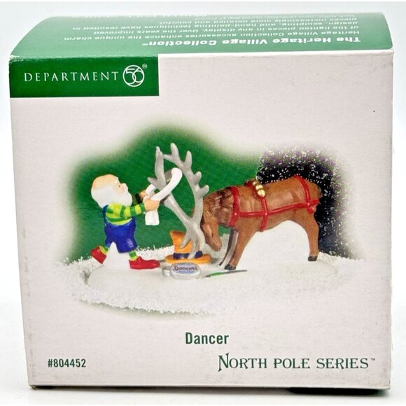 Dept 56 North Pole Series DANCER Reindeer Elf Accessory Christmas Village 804452 - Picture 6 of 7